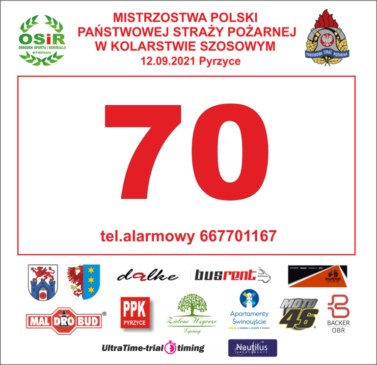 Numer startowy Mistrzostwa Polski PSP w Kolarstwie Szosowym
