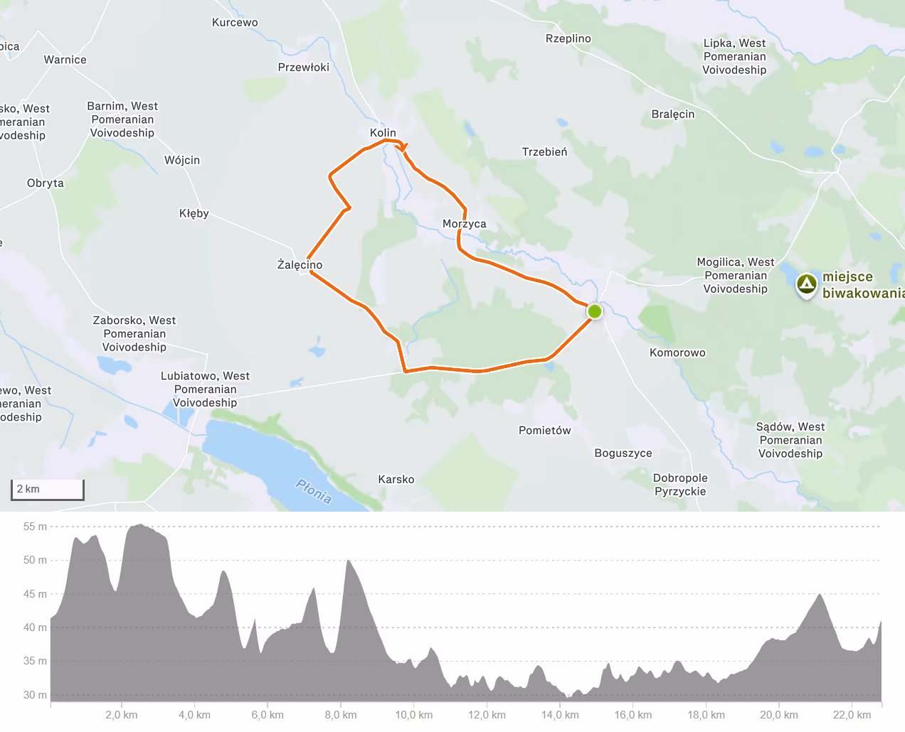 mapka trasa Dolice-Morzyca
